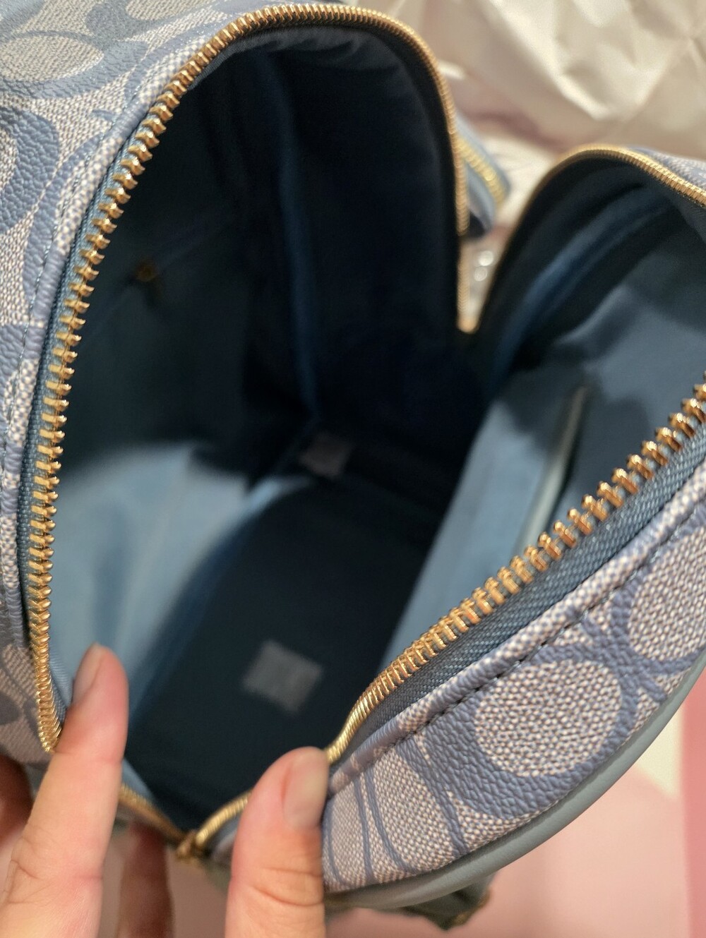 Blue Signature Pattern Mini Backpack with Wallet - Picture 5 of 5